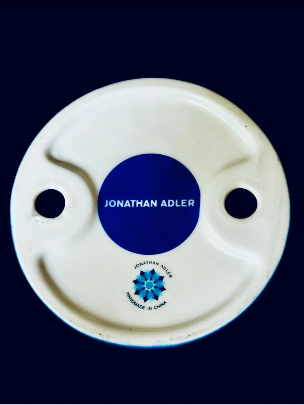 HTF Jonathan Adler Porcelain Blue Full Dose Valet Trinket Tray /Catch All